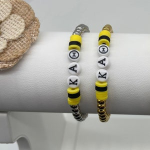 Pulsera con cuentas Kappa Alpha Theta, pulsera de letras griegas de hermandad, pulseras con cuentas Heishi de hermandad, regalos de hermandad, Big Lil