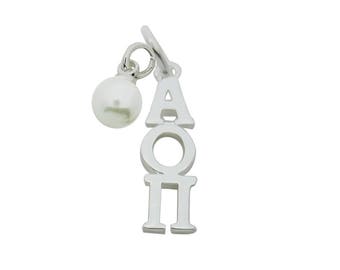 AOP-P013 Alpha Omicron Pi Eternity Silver Charm Lavalier