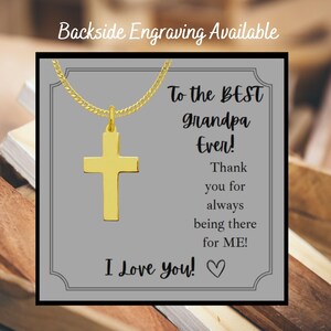 Acier inoxydable Collier croix uni avec carte de message, Collier croix religieuse pour grand-père, Collier croix étanche