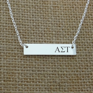 Alpha Sigma Tau Sorority Bar Necklace, Sorority Jewelry Necklace, Sorority Gift Idea, Sorority Little Big Gift Idea