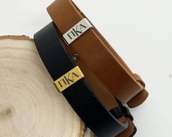 Pi Kappa Alpha Leather Bracelet, Fraternity Gift, Pike Jewelry, Genuine Leather
