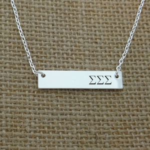 Tri Sigma Sigma Sigma vrouwenclub bar ketting, vrouwenclub sieraden ketting, vrouwenclub cadeau idee, vrouwenclub kleine grote cadeau-idee
