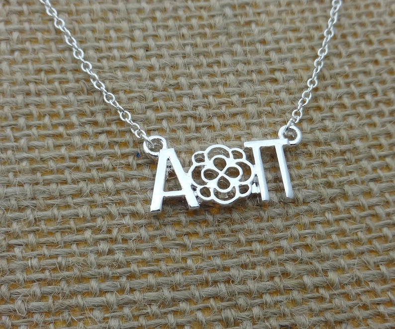 Alpha Omicron Pi Greek Sorority Lavalier Floating Necklace Etsy