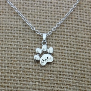 Dog Paw Necklace, Cat Paw Necklace,Personalized Dog Name Necklace, Custom Dog Jewelry, Dog Bone Charm Necklace, Dog Lover Gift, Pet Memorial
