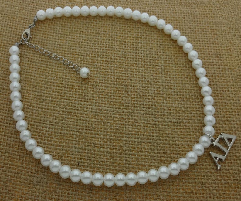 Alpha Gamma Delta Sorority Pearl Necklace Sorority Pearl Lavalier Necklace Jewelry with 2 Extender