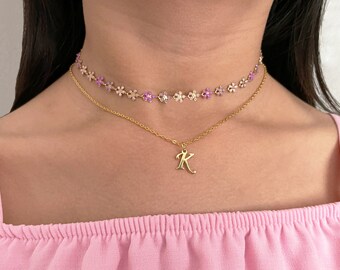Collana a strati di ragazza di fiori, gioielli per ragazze di fiori, regalo per ragazze di fiori, collana di gioielli per ragazza piccola, regalo per ragazze di fiori