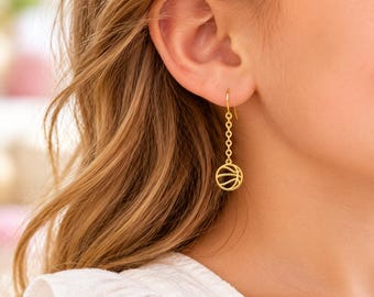 Basketball Earrings Dangle, Basketball Jewelry, Basketball Gift, Sports Dangle Earrings, Coach Jewelry, Basketball Mom Gift Jewelry