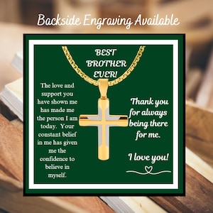 Kruisketting beste broer ooit met tekstkaartje, religieuze kruisketting goud gevuld op roestvrij staal, waterdichte kruisketting