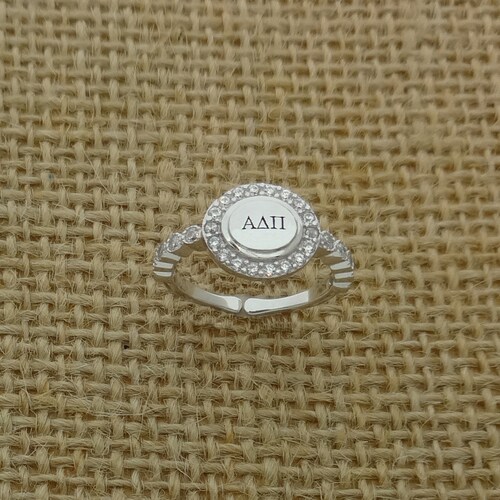 Alpha Delta Pi Sterling Silver Ring Set With Simulated Etsy