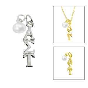 Alpha Sigma Tau with Pearl Greek Sorority Lavalier Necklace Jewelry