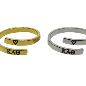 Kappa Alpha Theta Adjustable Greek Sorority Ring, Kappa Alpha Theta Adjustable Sorority Ring, Kappa Alpha Theta Big Little Jewelry Gift
