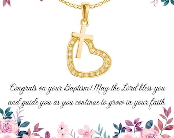 Baptism Necklace with Card, Baptism Jewelry Kids, Baptized Gift, Cross Name Date Necklace, Baptism Necklace, Baptized Jewelry Necklace