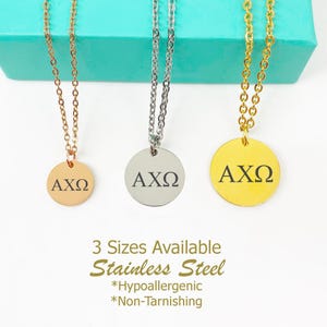Alpha Chi Omega Round Disc Necklace, Alpha Chi Omega Choker, Sorority Jewelry, Sorority Little Big Gift Idea, Alpha Chi, A Chi O, AXO, ΑΧΩ