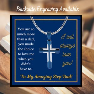 Incroyable collier croix pour beau-père avec carte de message, collier croix religieuse, collier croix imperméable