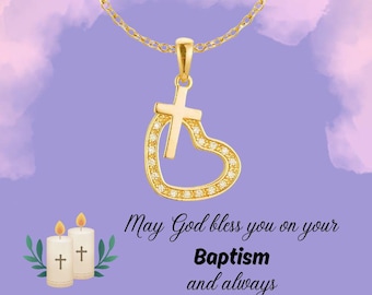 Baptism Gift for Girls, Baptism Jewelry Kids, Baptized Gift, Cross Name Date Necklace, Baptism Necklace, Baptized Jewelry Necklace