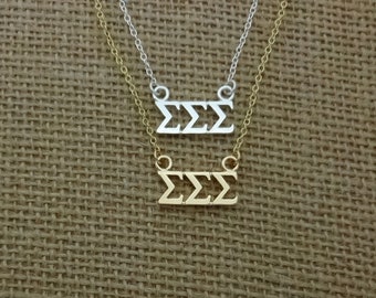 Tri Sigma Sigma Sigma Greek Sorority Lavalier Floating Necklace Lavalier Necklace Drop