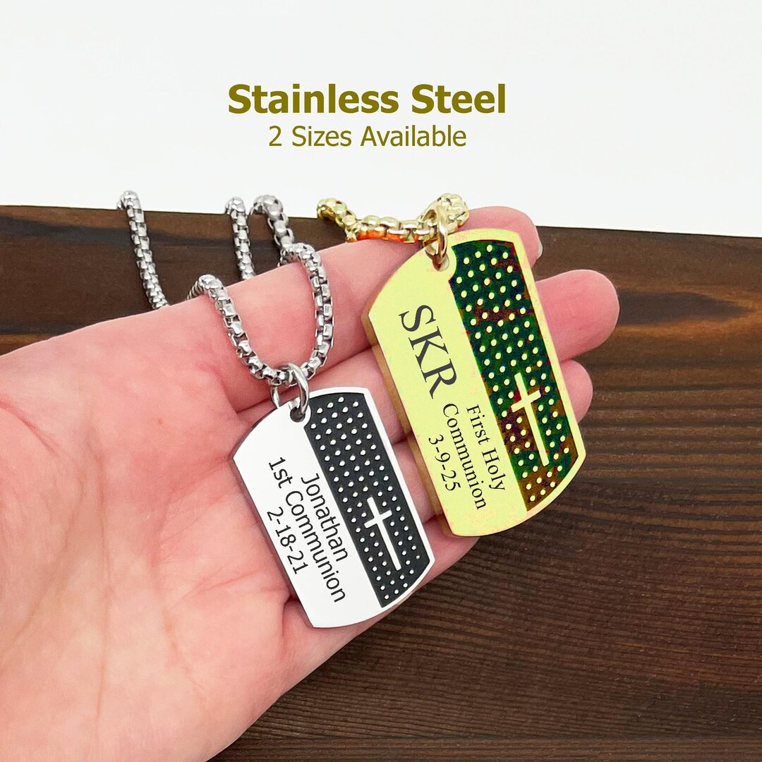 Collana Acciaio Inox Collana Color Argento Con Ciondolo A Forma Di Crocifisso | Polizia Di Stato Collana Uomo