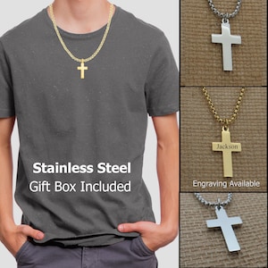 Collier première communion homme garçon, bijoux première communion, cadeau de confirmation homme garçon homme, collier croix prénom et date, cadeau 1ère communion