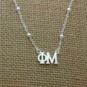 Phi Mu Beaded Sorority Lavalier Floating Necklace Sorority Drop Lavalier Necklace