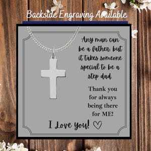 Collier croix uni avec carte de voeux, collier croix religieuse pour beau-père, acier inoxydable, collier croix étanche