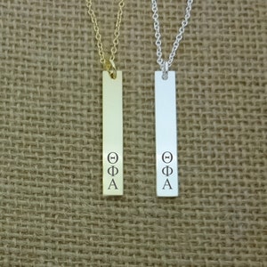 Theta Phi Alpha Vertical Sorority Bar Necklace, Sorority Necklace, Sorority Gift Idea, Sorority Little Big Gift Idea