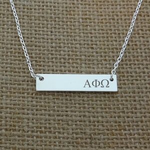 Alpha Phi Omega vrouwenclub bar ketting, vrouwenclub sieraden ketting, vrouwenclub cadeau idee, vrouwenclub kleine grote cadeau-idee