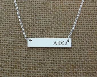 Alpha Phi Omega Sorority Bar Necklace, Sorority Jewelry Necklace, Sorority Gift Idea, Sorority Little Big Gift Idea