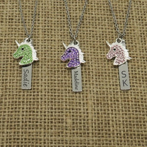 Einhorn Einhorn Halskette, Personalisierte Einhorn Bar Halskette, Einhorn Geschenk, Einhorn Namenskette, Benutzerdefinierter Kleiner Mädchen Schmuck,