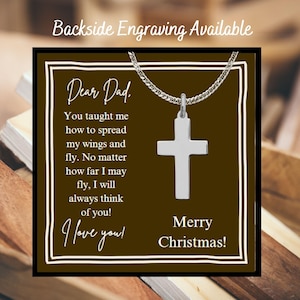 Collier croix uni avec carte de voeux, collier croix religieuse pour papa, acier inoxydable, collier croix étanche