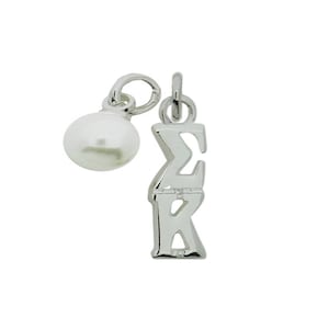 Sigma Kappa with Pearl Greek Sorority Lavalier Necklace Jewelry