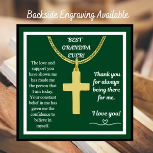 Acier inoxydable Collier croix uni avec carte de message, Collier croix religieuse pour grand-père, Collier croix étanche