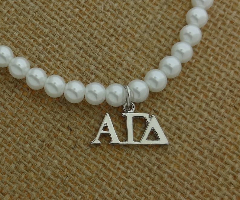 Alpha Gamma Delta Sorority Pearl Necklace Sorority Pearl Lavalier Necklace Jewelry with 2 Extender