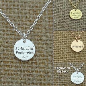 Residency Matched Day Necklace, Residency Matched Day Jewelry, Residency Matched Day Gift, Medical School Residency Match Day