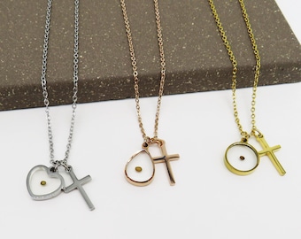 Collana con semi di senape e croce, gioielli con semi di senape e croce, collana di fede cristiana, gioielli ispiratori, regalo di incoraggiamento
