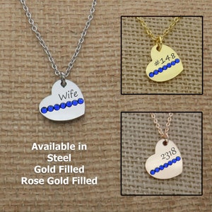 Thin Blue Line Necklace, Police Wife, Back the Blue Necklace, Personalized Law Enforcement Badge Number Necklace, Deputy Wife Necklace