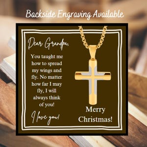 Ik hou van je opa kruisketting met berichtkaart, religieuze kruisketting goud gevuld over roestvrij staal, waterdichte kruisketting