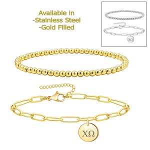 Chi Omega Sorority Bracelet, Paper Clip and Beaded Bracelet, Sorority Jewelry, Sorority Gift, Sorority Little Big Gift Idea