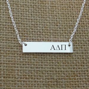 Alpha Delta Pi vrouwenclub bar ketting, vrouwenclub sieraden ketting, vrouwenclub cadeau idee, vrouwenclub kleine grote cadeau-idee