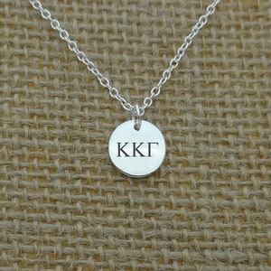 Dainty Kappa Kappa Gamma Round Disc Necklace, Kappa Kappa Gamma Choker, Sorority Jewelry, Sorority Gift Idea, Sorority Little Big Gift Idea image 2