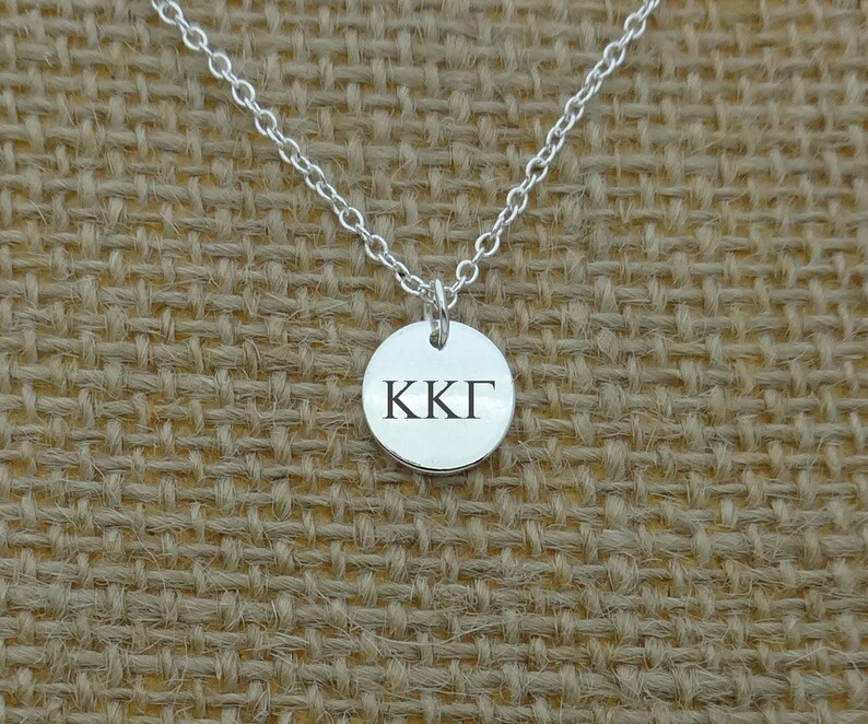 Dainty Kappa Kappa Gamma Round Disc Necklace, Kappa Kappa Gamma Choker, Sorority Jewelry, Sorority Gift Idea, Sorority Little Big Gift Idea image 2