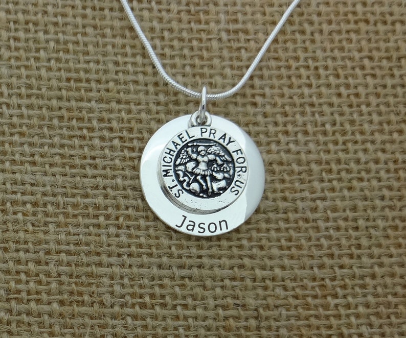 St Saint Michael Necklace Personalized Name Protector For Military Police Gift - Personalized St Michael Pendant St Saint Michael Necklace Personalized Name Protector For Military Police Gift - Personalized St Michael Pendant