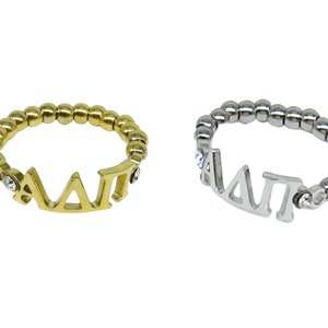 Alpha Delta Pi Greek Sorority Stretch Ring, Alpha Delta Pi Stretch Sorority Ring, Alpha Delta Pi Big Little Sorority Jewelry Gift