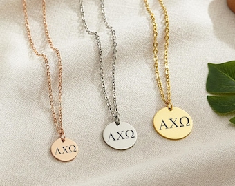 Alpha Chi Omega Disc Necklace, Sorority Jewelry, Little Big Gift Idea, Alpha Chi, A Chi O, AXO, ΑΧΩ