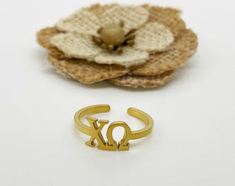 Chi Omega Chi O Ring ADJUSTABLE, Chi Omega Adjustable Sorority Ring, Chi Omega Big Little Sorority Jewelry, Sorority Gift