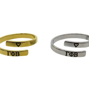 Gamma Phi Beta Adjustable Greek Sorority Ring, Gamma Phi Beta Adjustable Sorority Ring, Gamma Phi Beta Big Little Sorority Jewelry Gift