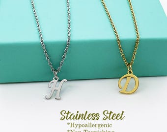 Dainty Initial Necklace, Stainless Steel Letter Necklace, Tiny Minimalist Letter Necklace, Initial Letter Jewelry, Initial Letter Charm