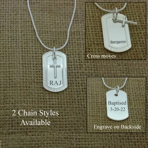 Boys Men Baptism Necklace, Baptism Jewelry, Cross Necklace, Religious Necklace, Boy Men Baptism Gift, Cross Name Date Necklace, Baptism Gift