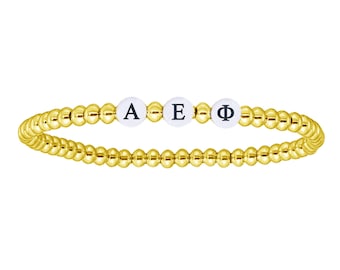 Alpha Epsilon Phi Bracelet, Sorority Letter Beaded Bracelet, Sorority Stacking Bracelets, Water Resistant, AEPhi, ΑEΦ