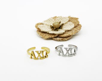 Alpha Chi Omega Ring ADJUSTABLE, Alpha Chi Omega Adjustable Sorority Ring, Alpha Chi Omega Big Little Sorority Jewelry, Sorority Gift