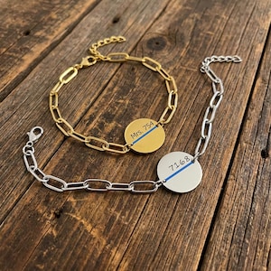 Thin Blue Line Paperclip Bracelet, Police Wife, Back the Blue Bracelet, Personalized Law Enforcement Badge Number Bracelet, Deputy Wife